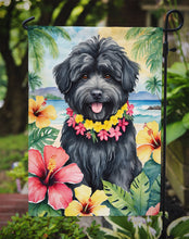 Load image into Gallery viewer, Puli Luau Garden Flag – Tropical Dog Decor with Hibiscus &amp; Palm Leaves