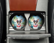 Load image into Gallery viewer, Rat Terrier Luau Car Coasters – Set of 2 - Absorbent Stone with Fun &amp; Functional Artwork