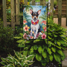 Load image into Gallery viewer, Rat Terrier Luau Garden Flag – Tropical Dog Decor with Hibiscus &amp; Palm Leaves