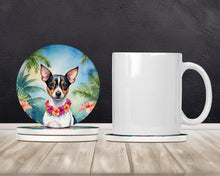 Load image into Gallery viewer, Rat Terrier Luau Large Sandstone Coasters Pack of 4