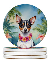 Load image into Gallery viewer, Rat Terrier Luau Large Sandstone Coasters Pack of 4