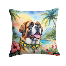 Load image into Gallery viewer, Saint Bernard Luau Throw Pillow - 14x14 Decorative Pillow – Art for Your Home &amp; Patio