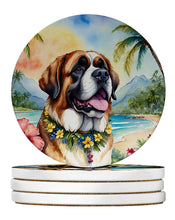 Load image into Gallery viewer, Saint Bernard Luau Large Sandstone Coasters Pack of 4