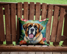 Load image into Gallery viewer, Saint Bernard Luau Throw Pillow - 14x14 Decorative Pillow – Art for Your Home &amp; Patio
