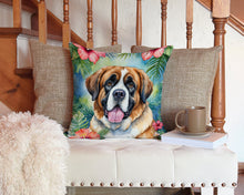 Load image into Gallery viewer, Saint Bernard Luau Throw Pillow - 14x14 Decorative Pillow – Art for Your Home &amp; Patio