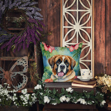 Load image into Gallery viewer, Saint Bernard Luau Throw Pillow - 14x14 Decorative Pillow – Art for Your Home &amp; Patio