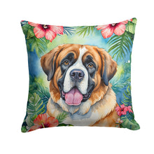 Load image into Gallery viewer, Saint Bernard Luau Throw Pillow - 14x14 Decorative Pillow – Art for Your Home &amp; Patio