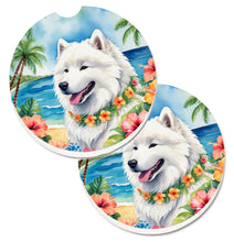 Load image into Gallery viewer, Samoyed Luau Car Coasters – Set of 2 - Absorbent Stone with Fun &amp; Functional Artwork