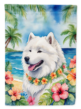 Load image into Gallery viewer, Samoyed Luau Garden Flag – Tropical Dog Decor with Hibiscus &amp; Palm Leaves