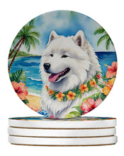 Load image into Gallery viewer, Samoyed Luau Large Sandstone Coasters Pack of 4