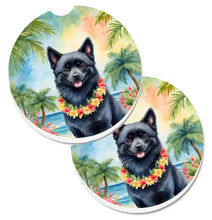 Load image into Gallery viewer, Schipperke Luau Car Coasters – Set of 2 - Absorbent Stone with Fun &amp; Functional Artwork