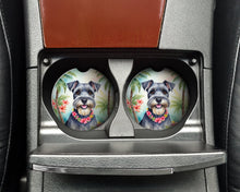 Load image into Gallery viewer, Schnauzer Luau Car Coasters – Set of 2 - Absorbent Stone with Fun &amp; Functional Artwork