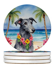 Load image into Gallery viewer, Scottish Deerhound Luau Large Sandstone Coasters Pack of 4