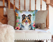 Load image into Gallery viewer, Sheltie Luau Throw Pillow - 14x14 Decorative Pillow – Art for Your Home &amp; Patio