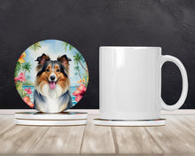 Load image into Gallery viewer, Sheltie Luau Large Sandstone Coasters Pack of 4