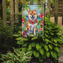 Load image into Gallery viewer, Shiba Inu Luau Garden Flag – Tropical Dog Decor with Hibiscus &amp; Palm Leaves