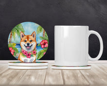 Load image into Gallery viewer, Shiba Inu Luau Large Sandstone Coasters Pack of 4
