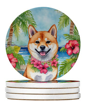 Load image into Gallery viewer, Shiba Inu Luau Large Sandstone Coasters Pack of 4