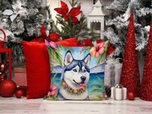 Load image into Gallery viewer, Siberian Husky Luau Throw Pillow - 14x14 Decorative Pillow – Art for Your Home &amp; Patio