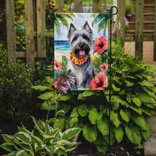 Load image into Gallery viewer, Skye Terrier Luau Garden Flag – Tropical Dog Decor with Hibiscus &amp; Palm Leaves