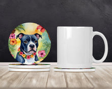 Load image into Gallery viewer, Staffordshire Bull Terrier Luau Large Sandstone Coasters Pack of 4