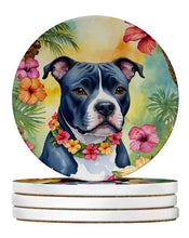 Load image into Gallery viewer, Staffordshire Bull Terrier Luau Large Sandstone Coasters Pack of 4