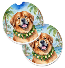 Load image into Gallery viewer, Tibetan Mastiff Luau Car Coasters – Set of 2 - Absorbent Stone with Fun &amp; Functional Artwork