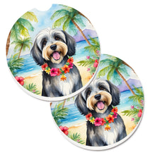 Load image into Gallery viewer, Tibetan Terrier Luau Car Coasters – Set of 2 - Absorbent Stone with Fun &amp; Functional Artwork