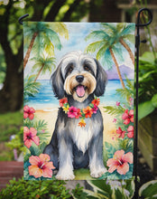 Load image into Gallery viewer, Tibetan Terrier Luau Garden Flag – Tropical Dog Decor with Hibiscus &amp; Palm Leaves