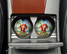 Load image into Gallery viewer, Vizsla Luau Car Coasters – Set of 2 - Absorbent Stone with Fun &amp; Functional Artwork