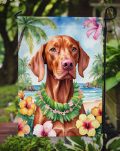 Load image into Gallery viewer, Vizsla Luau Garden Flag – Tropical Dog Decor with Hibiscus &amp; Palm Leaves