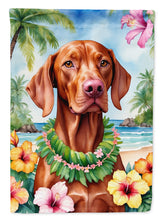 Load image into Gallery viewer, Vizsla Luau Garden Flag – Tropical Dog Decor with Hibiscus &amp; Palm Leaves