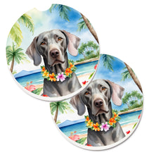 Load image into Gallery viewer, Weimaraner Luau Car Coasters – Set of 2 - Absorbent Stone with Fun &amp; Functional Artwork