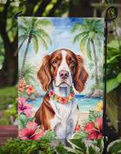 Load image into Gallery viewer, Welsh Springer Spaniel Luau Garden Flag – Tropical Dog Decor with Hibiscus &amp; Palm Leaves