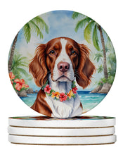 Load image into Gallery viewer, Welsh Springer Spaniel Luau Large Sandstone Coasters Pack of 4