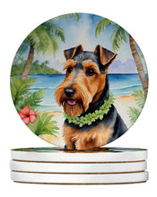 Load image into Gallery viewer, Welsh Terrier Luau Large Sandstone Coasters Pack of 4