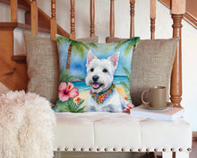 Load image into Gallery viewer, Westie Luau Throw Pillow - 14x14 Decorative Pillow – Art for Your Home &amp; Patio