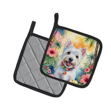 Load image into Gallery viewer, Westie Luau Pot Holders - Set of 2 Decorative Kitchen Helpers | Made in the USA