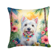 Load image into Gallery viewer, Westie Luau Throw Pillow - 14x14 Decorative Pillow – Art for Your Home &amp; Patio