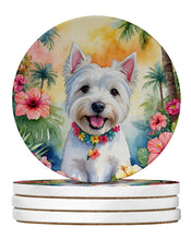 Load image into Gallery viewer, Westie Luau Large Sandstone Coasters Pack of 4