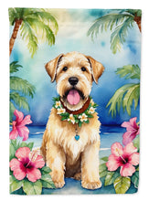 Load image into Gallery viewer, Wheaten Terrier Luau Garden Flag – Tropical Dog Decor with Hibiscus &amp; Palm Leaves