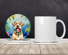 Load image into Gallery viewer, Wheaten Terrier Luau Large Sandstone Coasters Pack of 4