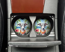 Load image into Gallery viewer, Whippet Luau Car Coasters – Set of 2 - Absorbent Stone with Fun &amp; Functional Artwork