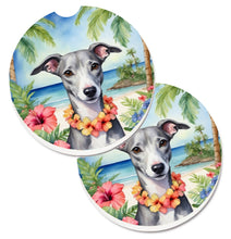 Load image into Gallery viewer, Whippet Luau Car Coasters – Set of 2 - Absorbent Stone with Fun &amp; Functional Artwork