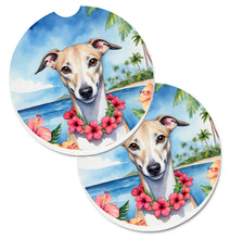 Load image into Gallery viewer, Whippet Luau Car Coasters – Set of 2 - Absorbent Stone with Fun &amp; Functional Artwork