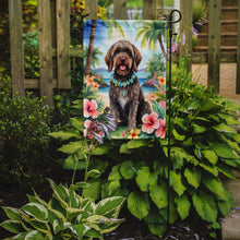 Load image into Gallery viewer, Wirehaired Pointing Griffon Luau Garden Flag – Tropical Dog Decor with Hibiscus &amp; Palm Leaves