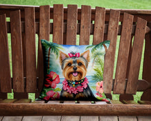 Load image into Gallery viewer, Yorkshire Terrier Luau Throw Pillow - 14x14 Decorative Pillow – Art for Your Home &amp; Patio
