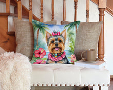 Load image into Gallery viewer, Yorkshire Terrier Luau Throw Pillow - 14x14 Decorative Pillow – Art for Your Home &amp; Patio