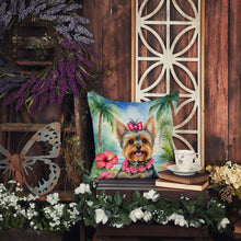 Load image into Gallery viewer, Yorkshire Terrier Luau Throw Pillow - 14x14 Decorative Pillow – Art for Your Home &amp; Patio