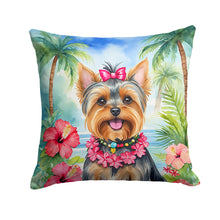Load image into Gallery viewer, Yorkshire Terrier Luau Throw Pillow - 14x14 Decorative Pillow – Art for Your Home &amp; Patio